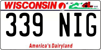 WI license plate 339NIG