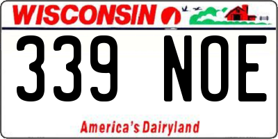 WI license plate 339NOE