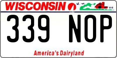 WI license plate 339NOP