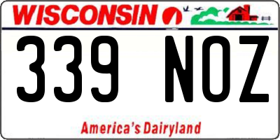 WI license plate 339NOZ