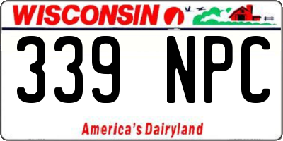 WI license plate 339NPC