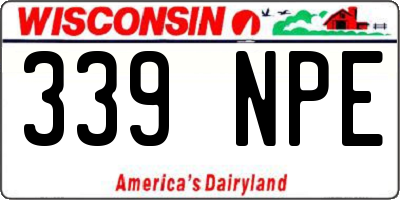 WI license plate 339NPE