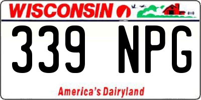 WI license plate 339NPG