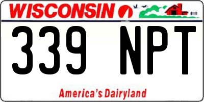 WI license plate 339NPT
