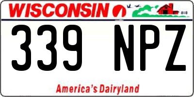 WI license plate 339NPZ