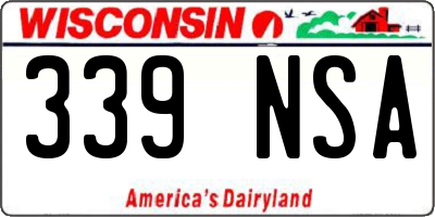 WI license plate 339NSA