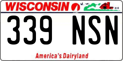 WI license plate 339NSN