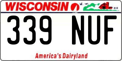 WI license plate 339NUF