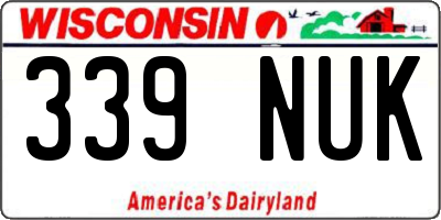 WI license plate 339NUK