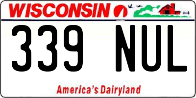 WI license plate 339NUL