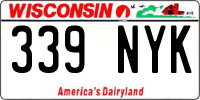 WI license plate 339NYK