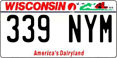 WI license plate 339NYM