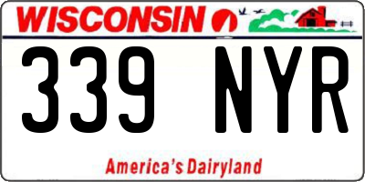 WI license plate 339NYR