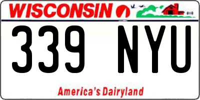 WI license plate 339NYU