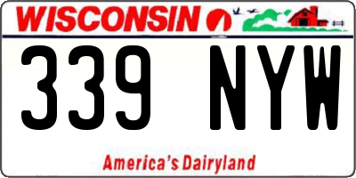 WI license plate 339NYW