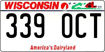 WI license plate 339OCT