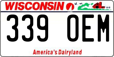 WI license plate 339OEM