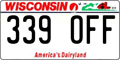 WI license plate 339OFF