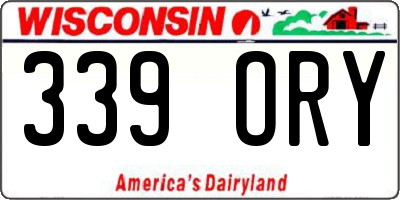 WI license plate 339ORY