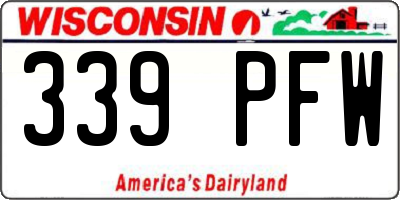 WI license plate 339PFW
