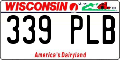 WI license plate 339PLB