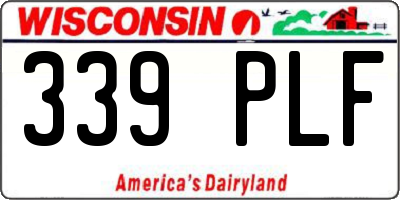 WI license plate 339PLF