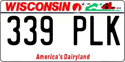 WI license plate 339PLK