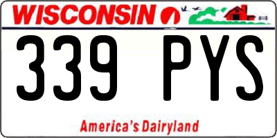 WI license plate 339PYS