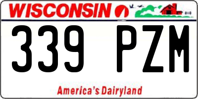 WI license plate 339PZM