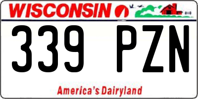 WI license plate 339PZN