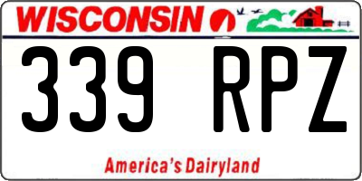 WI license plate 339RPZ