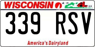 WI license plate 339RSV