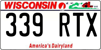 WI license plate 339RTX