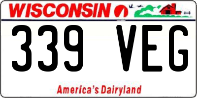 WI license plate 339VEG