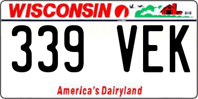 WI license plate 339VEK