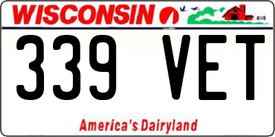 WI license plate 339VET