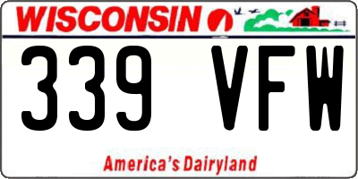 WI license plate 339VFW