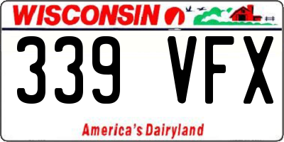 WI license plate 339VFX