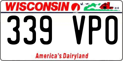 WI license plate 339VPO