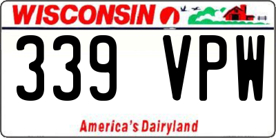 WI license plate 339VPW