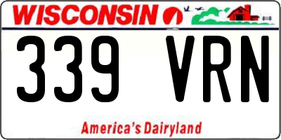 WI license plate 339VRN