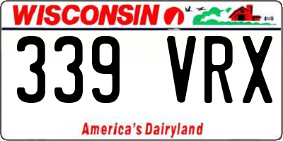 WI license plate 339VRX