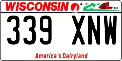 WI license plate 339XNW