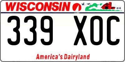WI license plate 339XOC