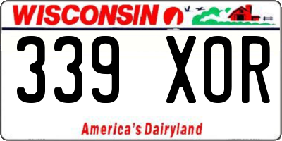 WI license plate 339XOR