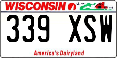 WI license plate 339XSW