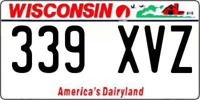 WI license plate 339XVZ