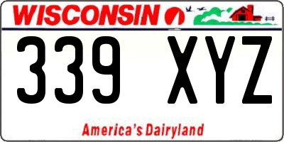 WI license plate 339XYZ
