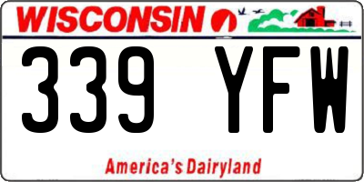 WI license plate 339YFW