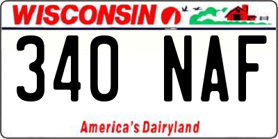 WI license plate 340NAF